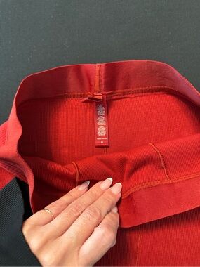 Skims Red Ribbed Leggings
